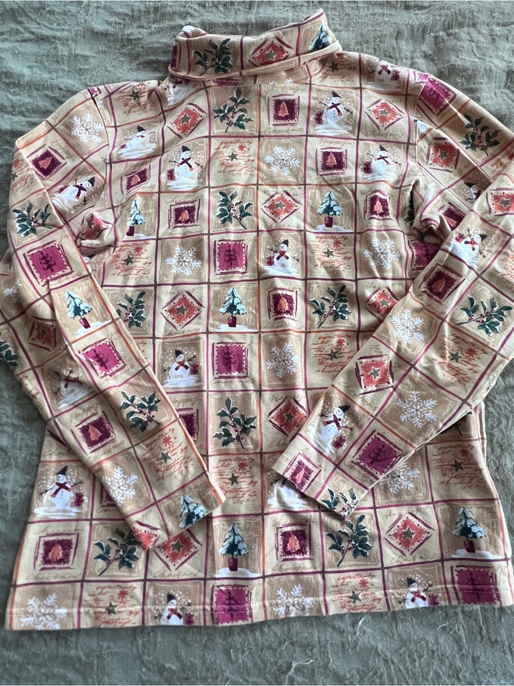 Vintage Grannycore Women’s Christmas Winter Turtleneck Long Sleeve Top Size S